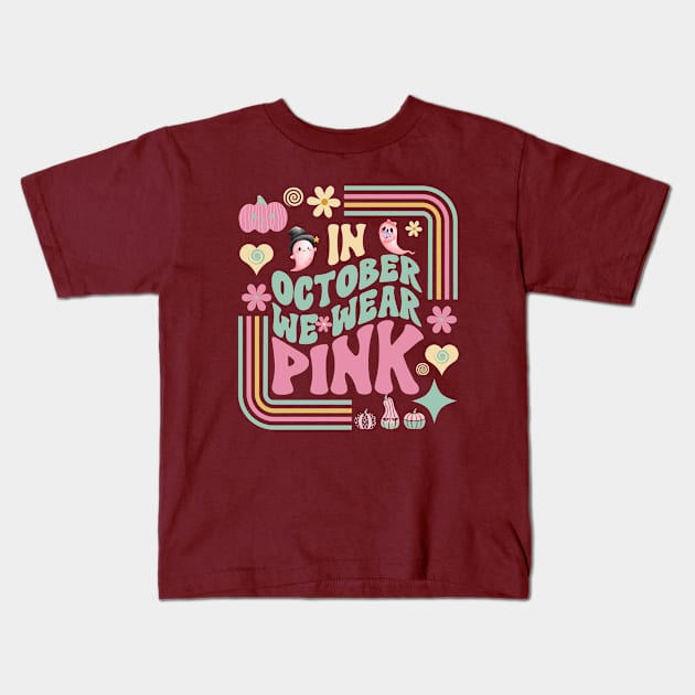 In October We Wear Pink retro Kids T-Shirt by Myartstor 